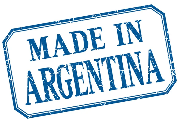 Argentine - fabriqué en étiquette isolée vintage bleue — Image vectorielle