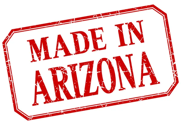 Arizona - hecho en etiqueta aislada vintage roja — Archivo Imágenes Vectoriales