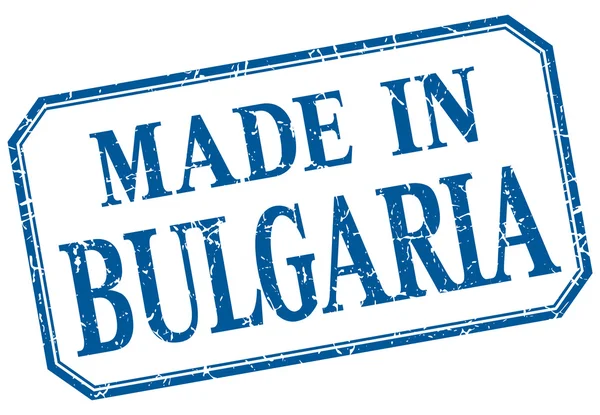 Bulgaria - hergestellt in blauem Vintage-Isolationsetikett — Stockvektor