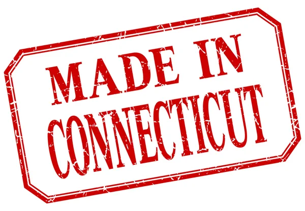 Connecticut - fabriqué en rouge vintage étiquette isolée — Image vectorielle