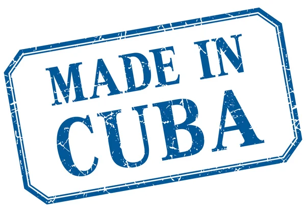 Cuba - feito em azul vintage isolado rótulo — Vetor de Stock