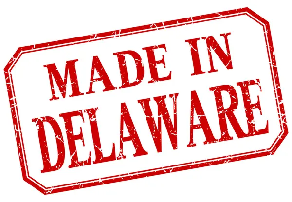 Delaware - made in red vintage isolated label — Stock Vector