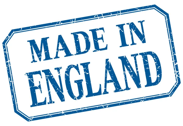 Inglaterra - hecho en etiqueta aislada vintage azul — Archivo Imágenes Vectoriales