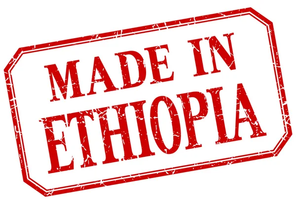 Etiyopya - kırmızı vintage izole etiketinde yapılan — Stok Vektör