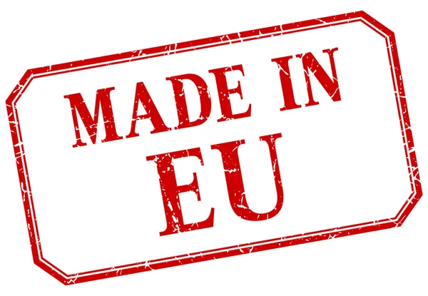 EU - gemaakt in rode vintage geïsoleerde label — Stockvector