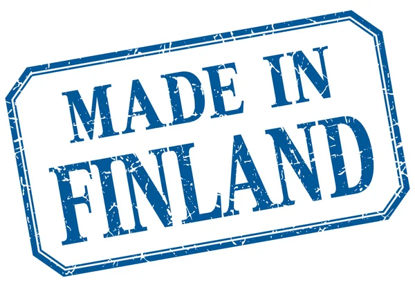 Finnland - hergestellt in blauem Vintage Isolieretikett — Stockvektor