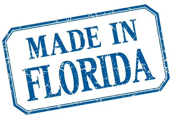 Florida - hergestellt in blauem Vintage-Isolationsetikett — Stockvektor