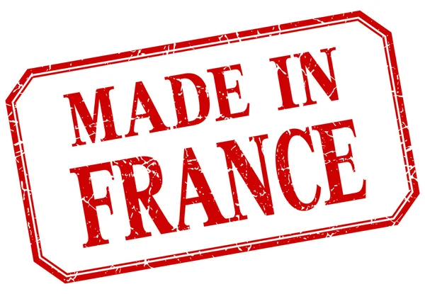Francia - confeccionado en etiqueta aislada vintage roja — Vector de stock