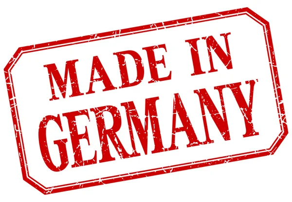 Alemania - confeccionado en etiqueta aislada vintage roja — Vector de stock