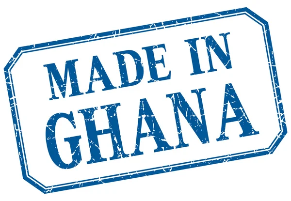 Ghana - fabriqué en étiquette isolée vintage bleue — Image vectorielle