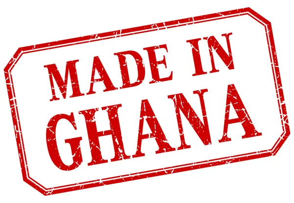 Ghana - fabriqué en étiquette isolée vintage rouge — Image vectorielle