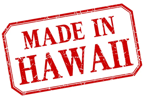 Hawaii - hecho en etiqueta aislada vintage roja — Archivo Imágenes Vectoriales