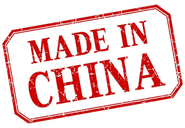 China - made in red vintage isolated label — Stock Vector