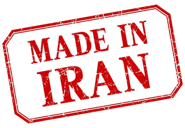 Iran - gemaakt in rode vintage geïsoleerde label — Stockvector