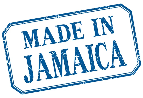 Jamaica - hergestellt in blauem Vintage-Isolationsetikett — Stockvektor