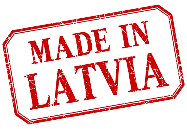 Lettland - hergestellt in rotem Vintage-Isolationsetikett — Stockvektor