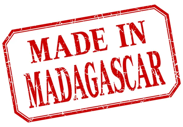 Madagascar - hecho en etiqueta aislada vintage roja — Vector de stock