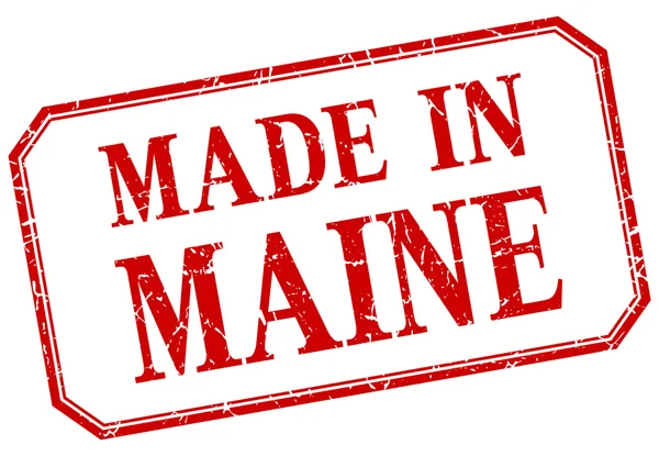 Maine - feito em rótulo isolado vintage vermelho — Vetor de Stock