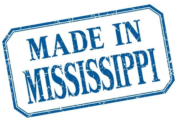 Mississippi - mavi vintage izole etiketinde yapılan — Stok Vektör