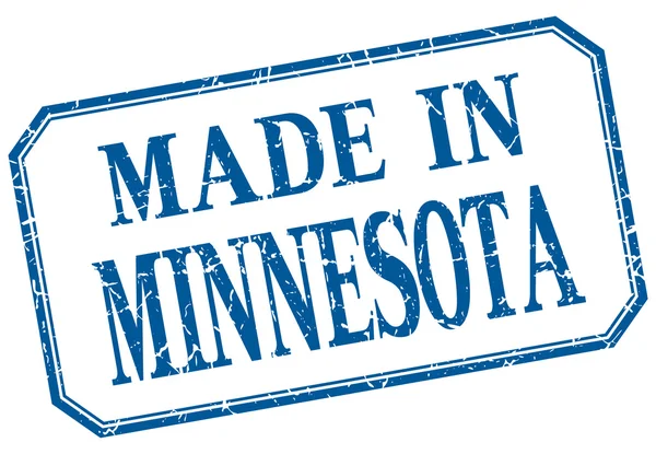 Minnesota - hecho en etiqueta aislada vintage azul — Vector de stock
