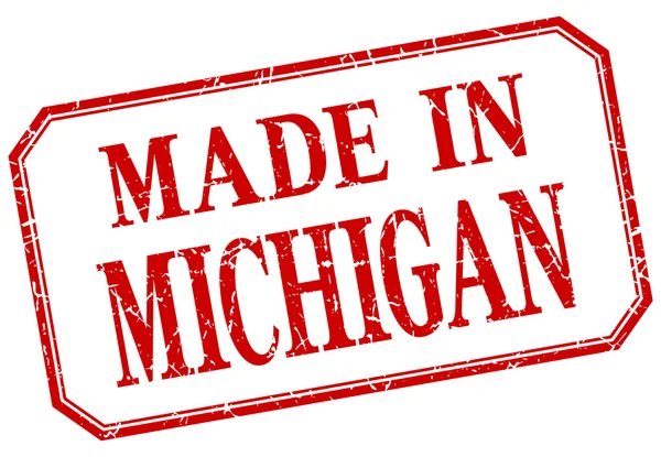 Michigan - gemaakt in rode vintage geïsoleerde label — Stockvector