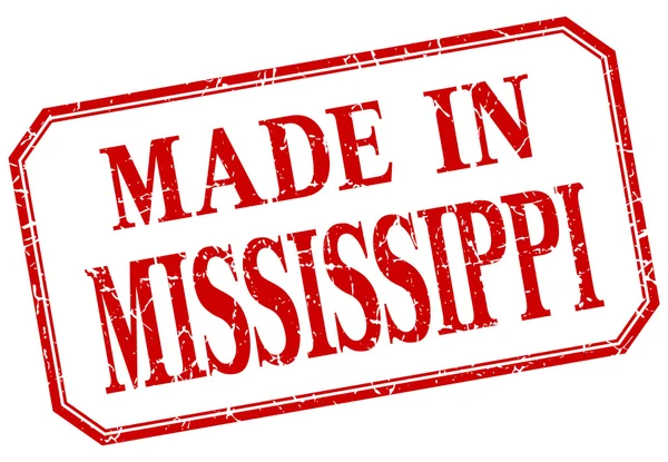 Mississippi - made in red vintage isolated label — Stock Vector