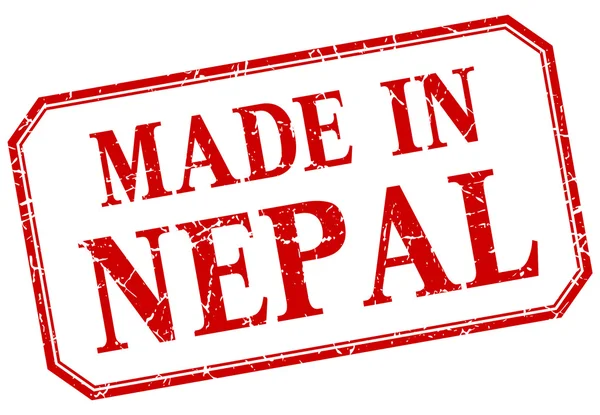Nepal - feito em etiqueta isolada vintage vermelho — Vetor de Stock