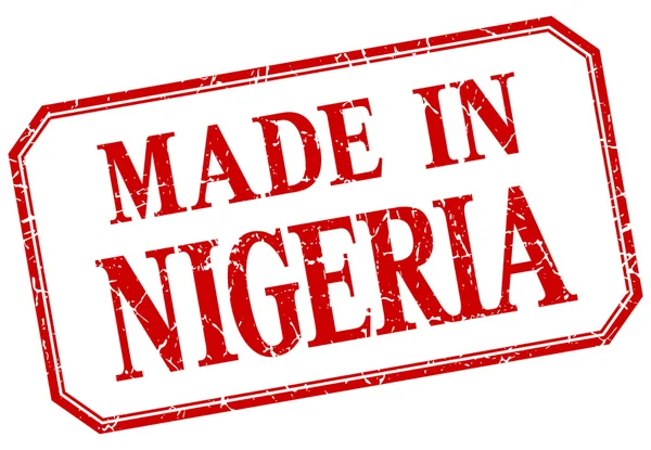Nigeria - gemaakt in rode vintage geïsoleerde label — Stockvector