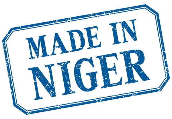 Niger - dibuat dalam label terisolasi vintage biru - Stok Vektor