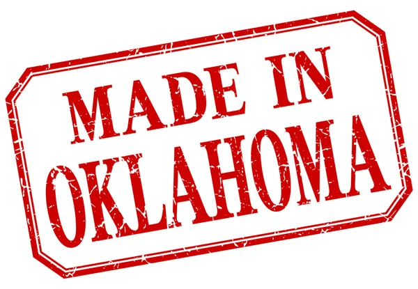 Oklahoma - gemaakt in rode vintage geïsoleerde label — Stockvector