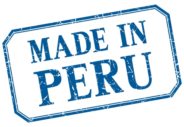 Peru - made in blue vintage isolated label — Stock Vector