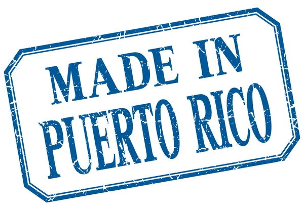 Puerto Rico - hecho en etiqueta aislada vintage azul — Vector de stock