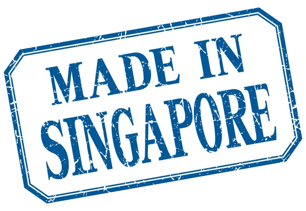 Singapour - fabriqué en étiquette isolée vintage bleue — Image vectorielle