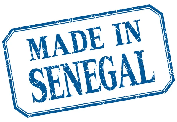 Senegal - wykonane w niebieski wzór etykiety na białym tle — Wektor stockowy