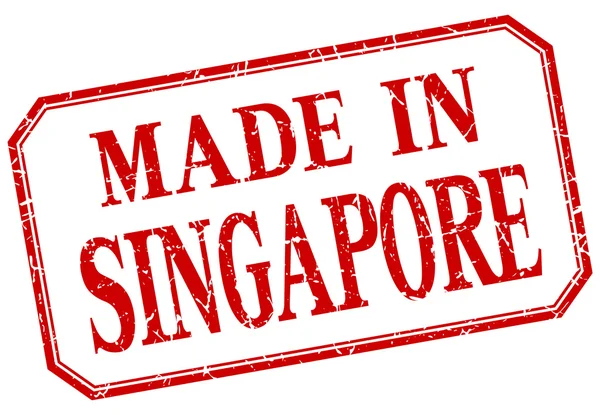 Singapore - hergestellt in rotem Vintage-Isolationsetikett — Stockvektor