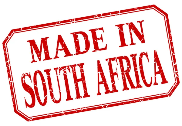 Sudáfrica - hecho en etiqueta aislada vintage roja — Vector de stock
