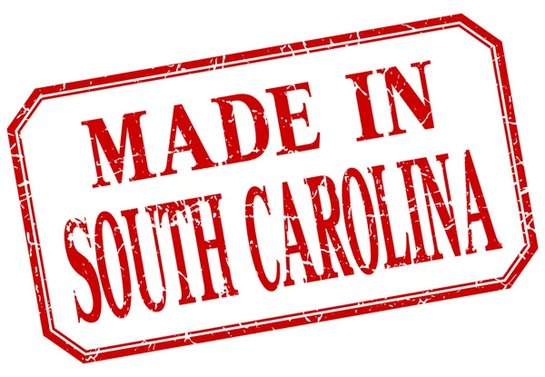 South Carolina - made in red vintage etichetta isolata — Vettoriale Stock