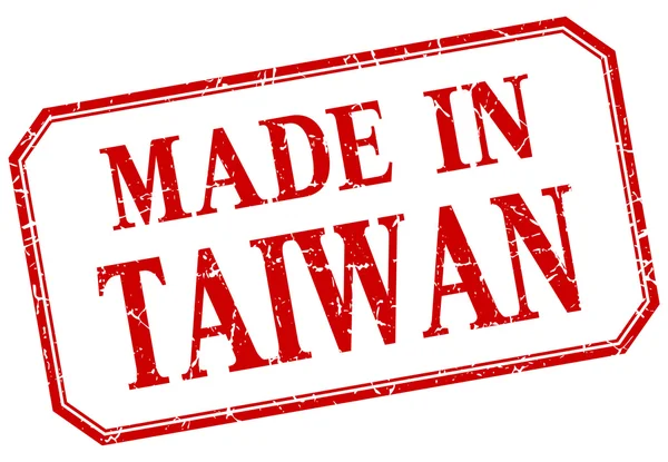 Tayvan - kırmızı vintage izole etiketinde yapılan — Stok Vektör