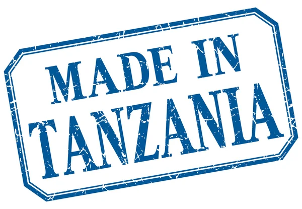 Tanzania - w niebieski wzór etykiety na białym tle — Wektor stockowy