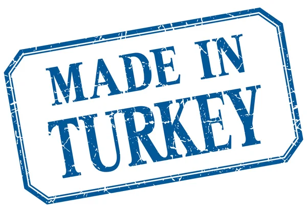 Turkije - gemaakt in blauw vintage geïsoleerde label — Stockvector