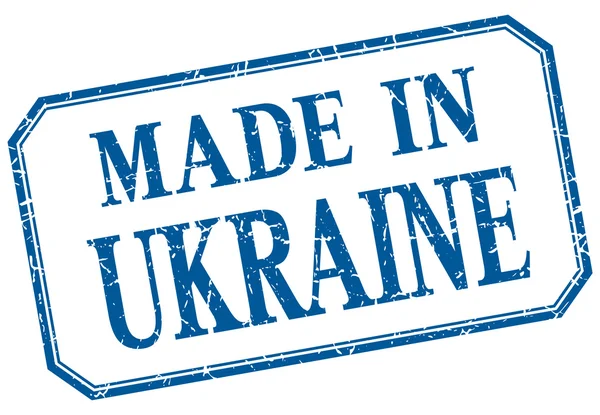 Ukraina - i blå vintage isolerade etikett — Stock vektor
