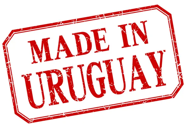 Uruguay - fabriqué en rouge vintage étiquette isolée — Image vectorielle