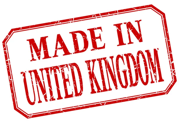 Reino Unido - confeccionado en etiqueta aislada vintage roja — Vector de stock