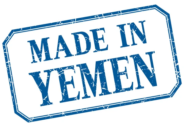 Yemen - mavi vintage izole etiketinde yapılan — Stok Vektör