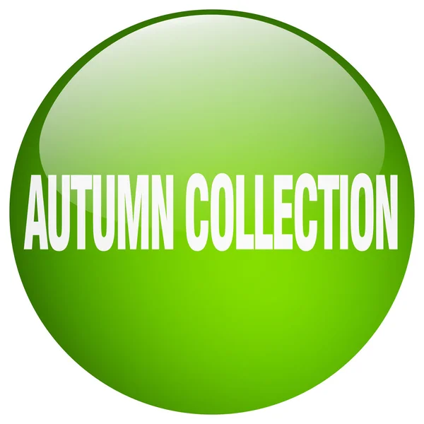 Sonbahar koleksiyonu yeşil yuvarlak jel izole basma düğmesi — Stok Vektör