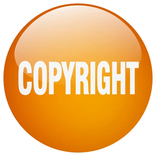 Urheberrecht orange runde Gel isolierte Drucktaste — Stockvektor