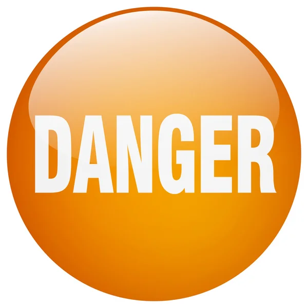 Опасность оранжевый круглый гель изолированная кнопка — стоковый вектор