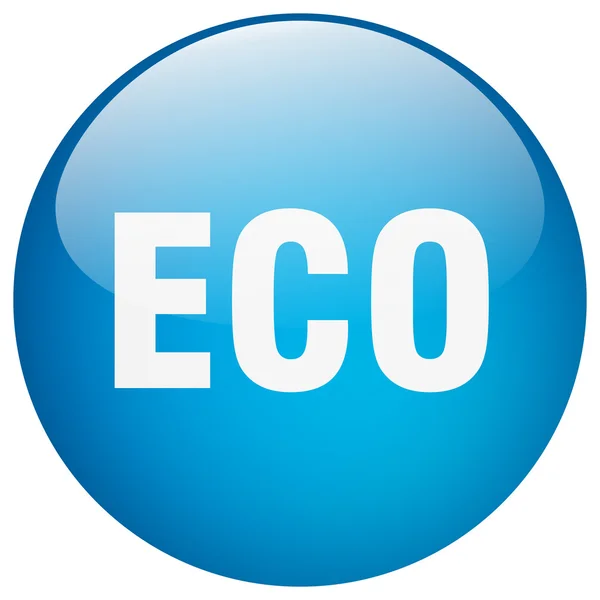 Eco blauwe ronde gel geïsoleerde drukknop — Stockvector