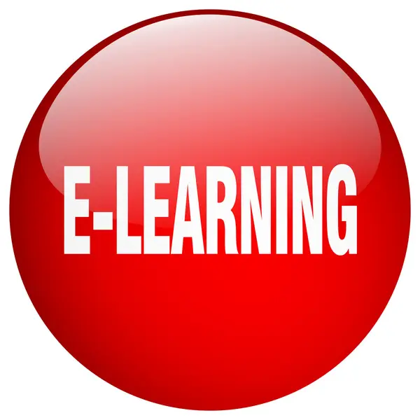 E-learning rojo redondo gel aislado pulsador — Archivo Imágenes Vectoriales