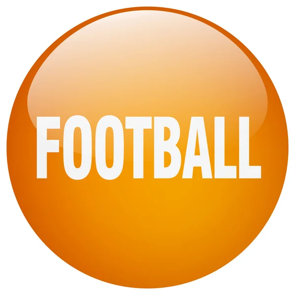 Fútbol naranja ronda gel aislado pulsador — Vector de stock